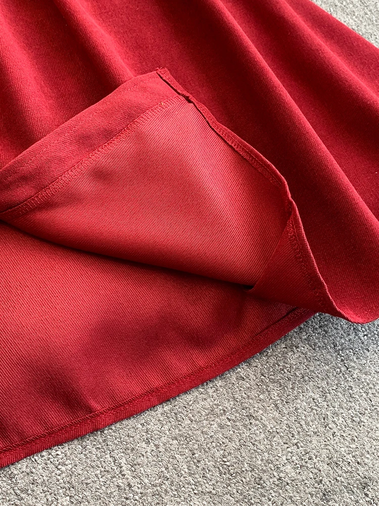 여성 셔츠 드레스 겨울 프렌치 스타일 라펠 긴 소매 코듀로이 메탈 버클 벨트 대형 스윙 미드 길이 드레스 DS237