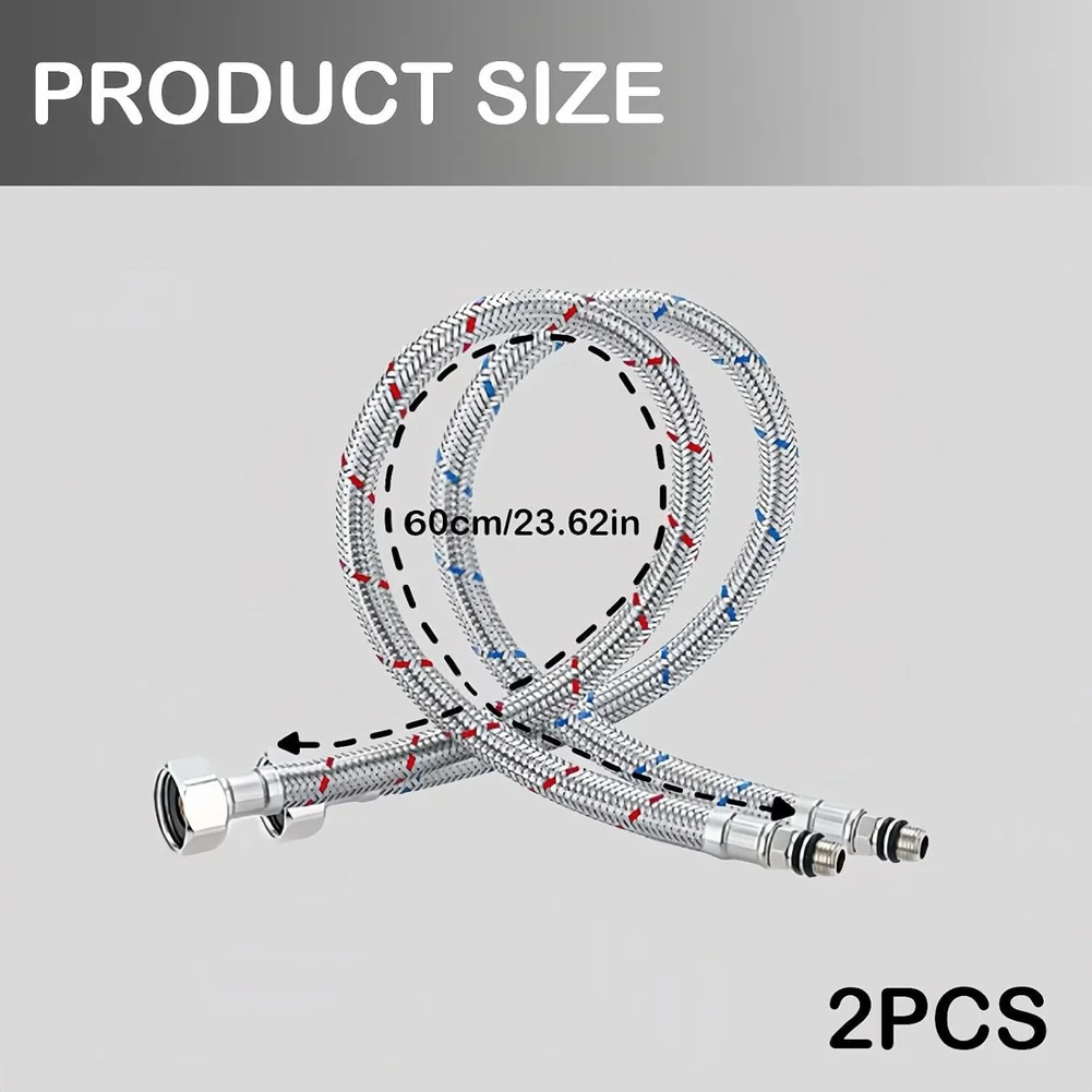For Kitchen Faucet Hose Extension Stainless Steel Hose Extension Garden Water Connector Silver Easy Installation Rust Protection
