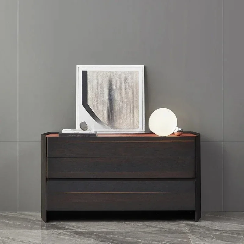 Strictly selected Italian minimalist three-bucket cabinet bedroom modern simple solid wood storage drawer storage cabinet