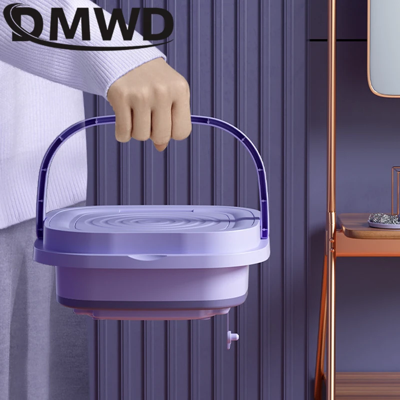 12V เครื่องซักผ้าแบบพกพา 8L เครื่องซักผ้าพับ Spin Dryer ชุดชั้นในถุงเท้าเครื่องซักผ้า Travel เครื่องมือทําความสะอาด EU