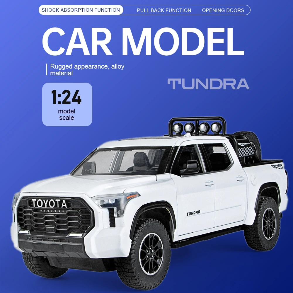 

1:24 Scale Tundra Land Cruiser Model Car Toy Doors Opened Pull Back Cars Shock Absorption Front Wheel Steer Vehicle Uinque Gift