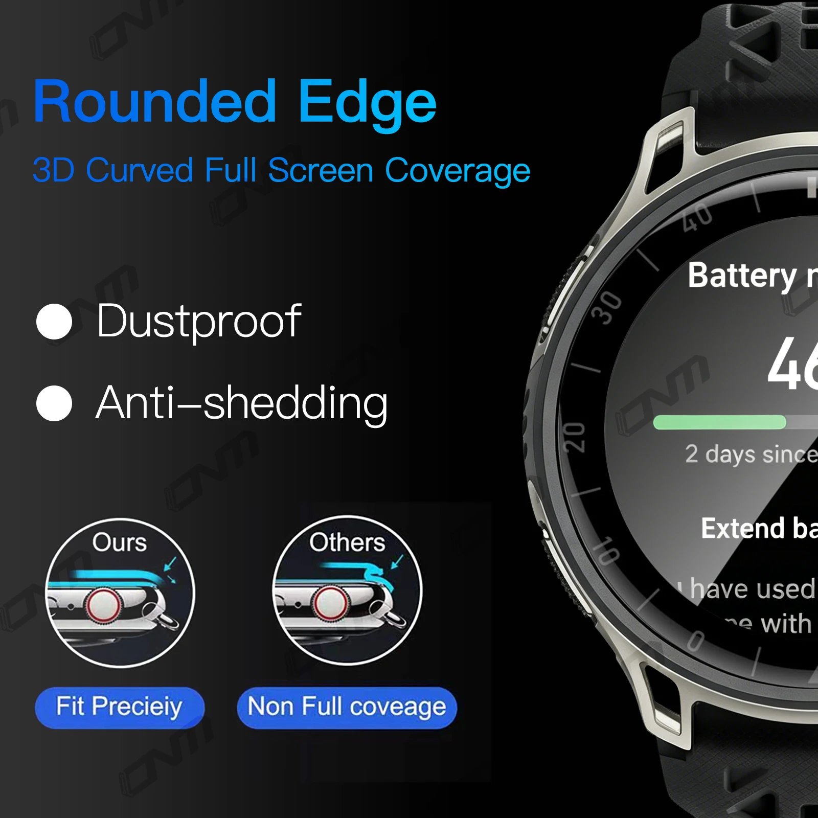 Screen Protector for Amazfit Cheetah 2 Pro-3D Full Cover 99% HD Anti-scratch Protection Film Bubble-Free Accessories (Not Glass)