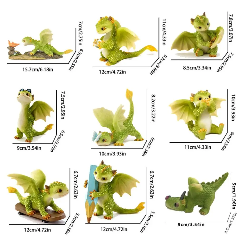 Kerajinan Mini Patung Ornamen Naga Lucu Koleksi Patung Resin Naga Boneka Lucu Model Dinosaurus Tahan Air