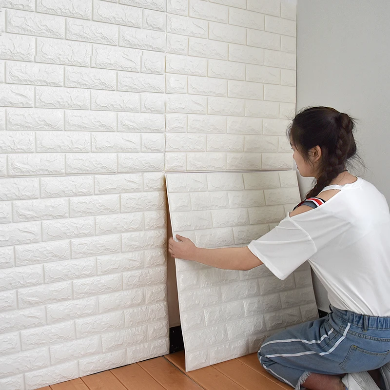 

Modern Home Decoration Classic Self-adhesive Wallpaper 70cmX1m Waterproof Wall Stickers 3D DIY Foam Brick Pattern Anti-collision