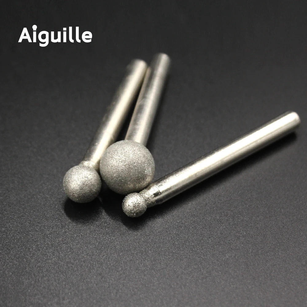 Aiguille Spherical Diamond Grinding Head 120# 6mm for Polishing Curved Surfaces Inner Walls of Holes Jade Polishing Deburring