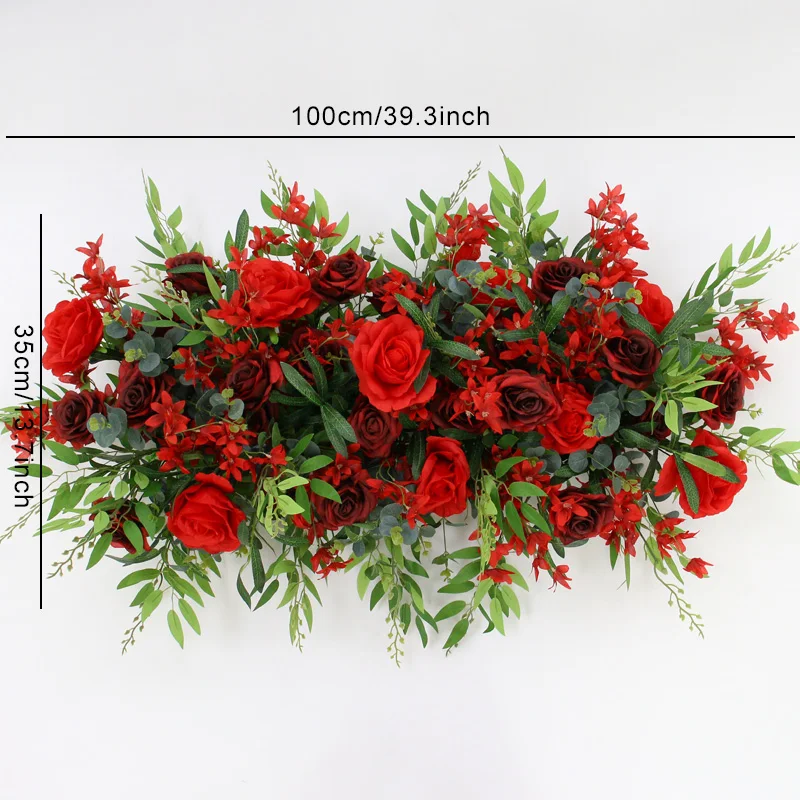 صف زهور اصطناعية لديكور قوس الزفاف، نباتات خضراء وردية بيضاء، تشكيلة زهور، عرض خلفية لمرحلة الحفلات، A7072 #5