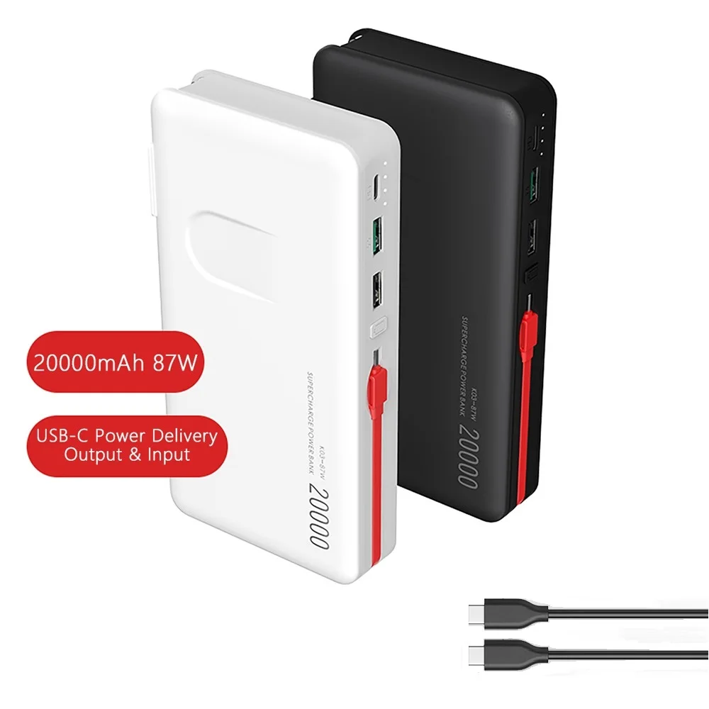 

87W Power Bank 20000mAh PD Quick Charge FCP SCP Powerbank Portable External Charger For Samsung Smartphone Apple Laptop Tablet