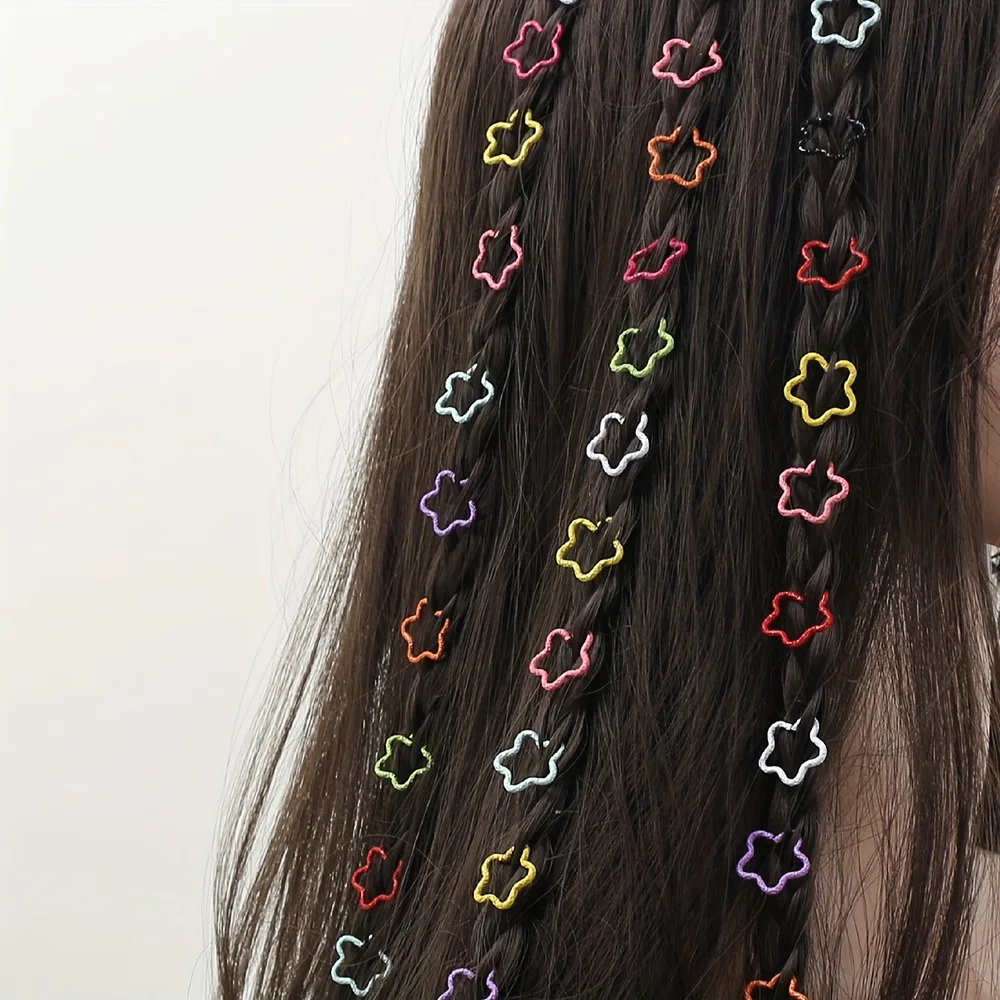 30Pcs Star Decor Hair Ring Accessories ,beads Hair Braid Rings Clips Dread Locks Hair Braiding Metal Cuffs Decoration