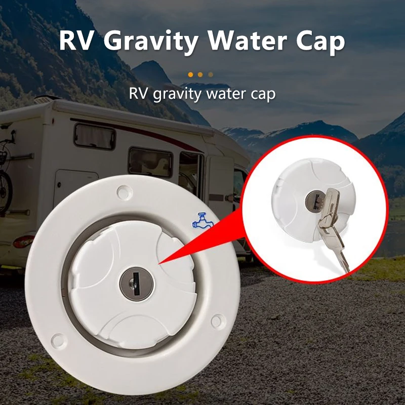 98658-001 1PC RV Gravity Inlet Lockable Water Filler Cap & Keys For Fiamma RV Caravan Motorhome Black Or White diameter 33.5mm