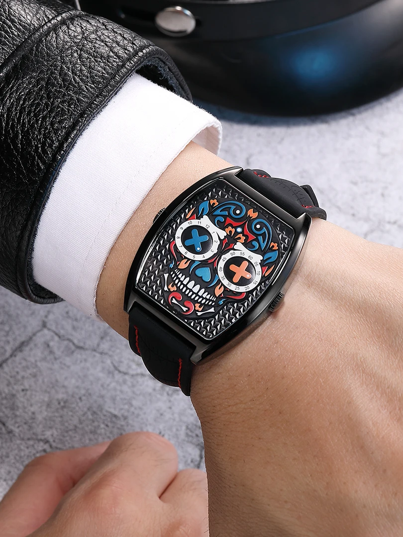 Luxury Men Watch Skull Clock Quartz Wristwatch Black Watches High Quality Conceptual Reloj Business Man Hombre Relogio Masculino