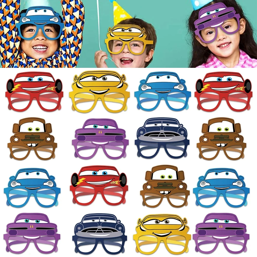 12pcs McQueen Car Glasses Birthday Party Decorations Racing Glasses Masks Children\'s Birthday Party Photography Props Party Disc