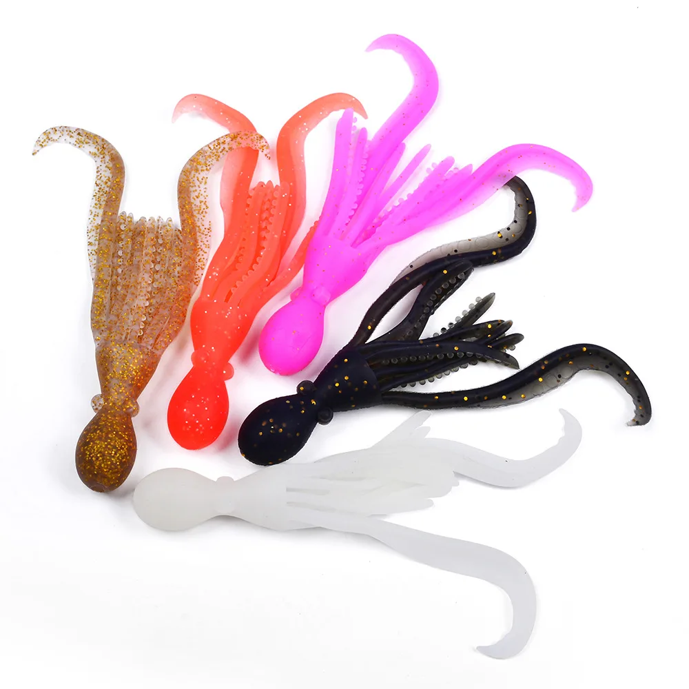 5 Stück Leuchtende Oktopus-Rockköder, Weiche Silikon-Thunfisch-Trolling-Tintenfisch-Jigs, Hochelastischer Künstlicher Meeresfischköder