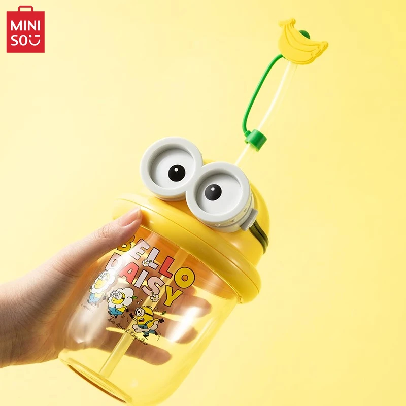 MINISO Huahua Minion Series Straw Dudu Cup Cute Children's Water  Anime Summer Drink Juice Kettle Toy Birthday Gift