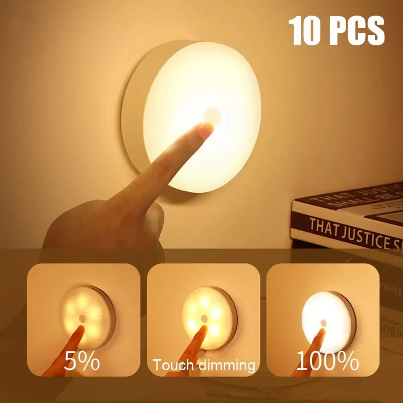Lampka nocna LED dotykowa, bateria 500mAh, ładowanie USB, bezprzewodowa lampa LED, magnetyczna, do sypialni, na stolik nocny.