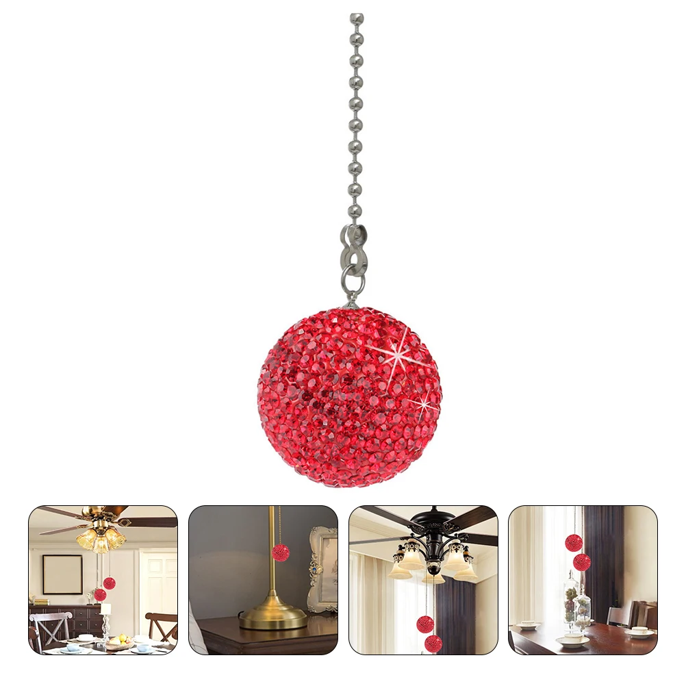 

1 set Ceiling Fan Pull Stainless Steel Rhinestone Crystal Ball Beaded For Lamp Chandelier Desk Light Replacement Full