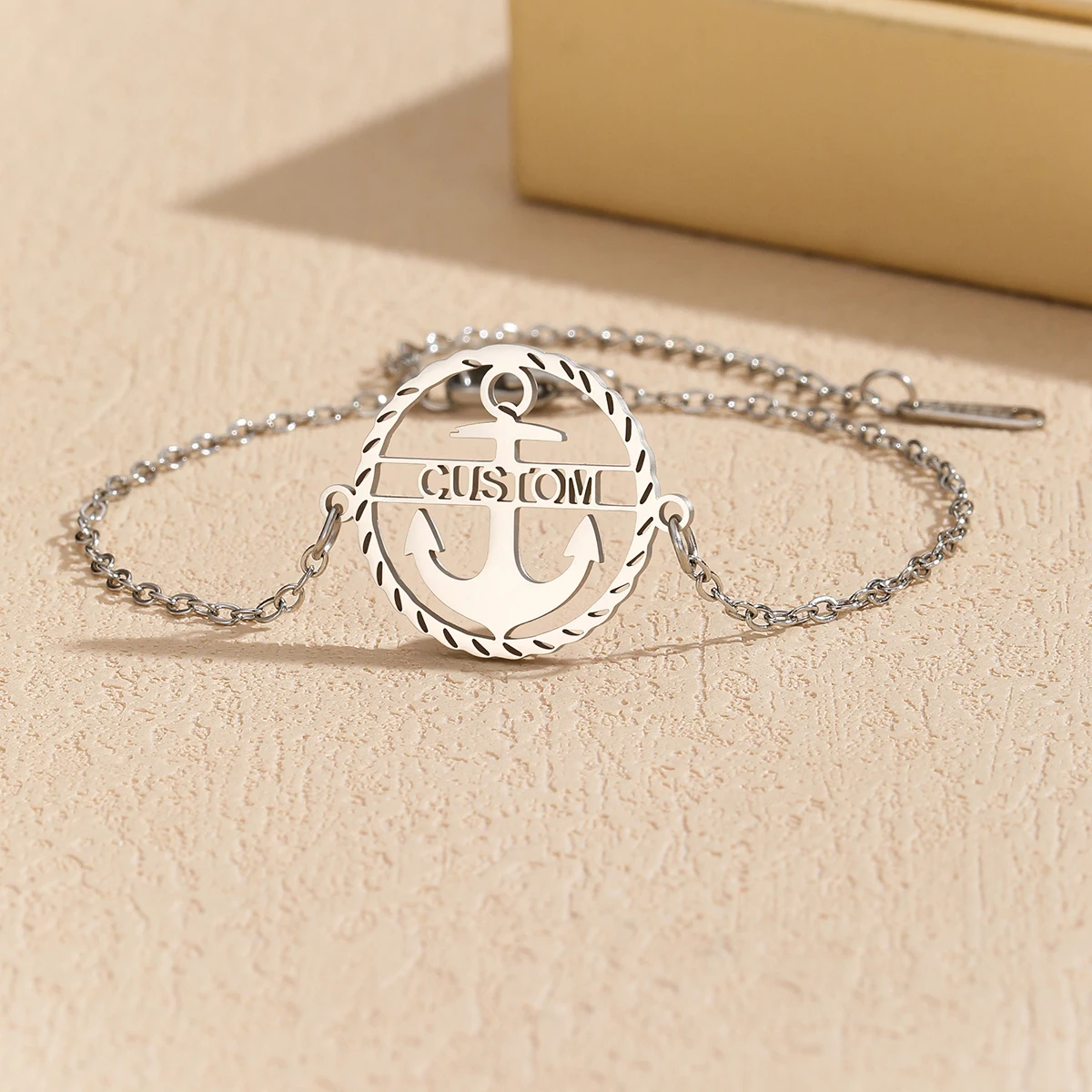 Stainless Steel Round Custom Name Anchor Bracelet For Baby Women Personalized Child Kid Anklet Family Gift Jewelry