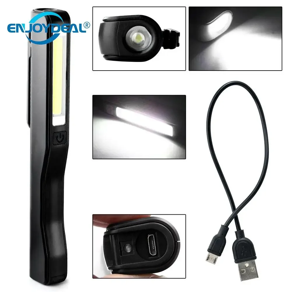 USB Rechargeable Flashlight  Portable Mini COB LED Torch Maintenance work light torch flashlight With Battery For Camping Night