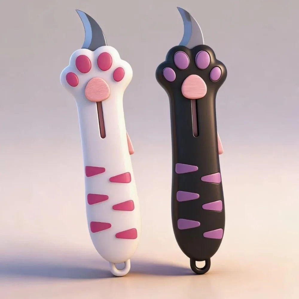 This Mini Portable Folding Knife Features An Alloy Steel Blade Decorated with Cute Cat Paw Patterns. It Is A Practical Tool Suitable for A Wide Range of Uses, Including Handicrafts, Office Work, Packaging and Scrapbooking.