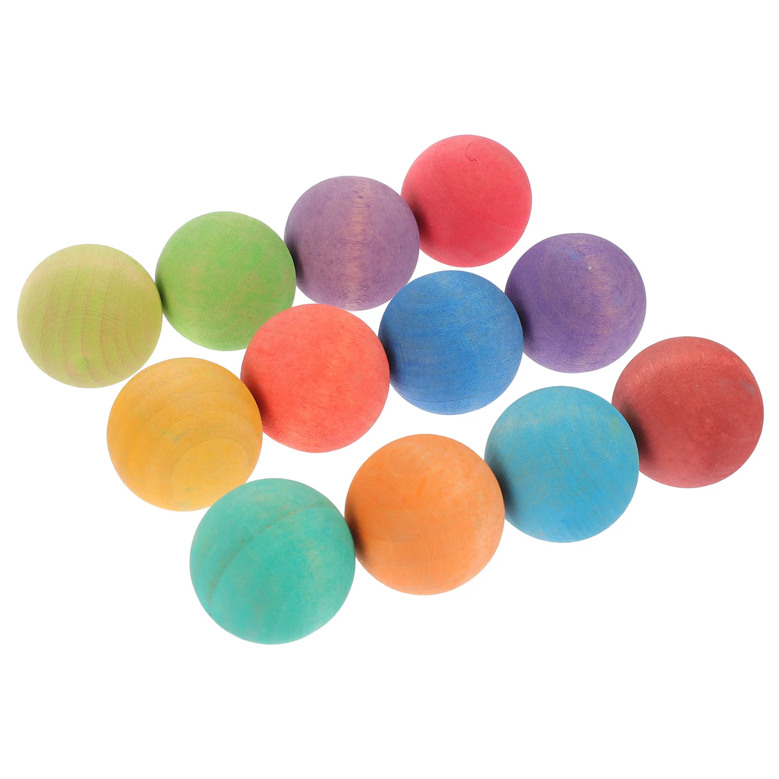 

12 Pcs Preschool Toys Wooden Ball Early Educational Playthings Toddler for Kids Toddlers Colored Round Small Balls Macaron