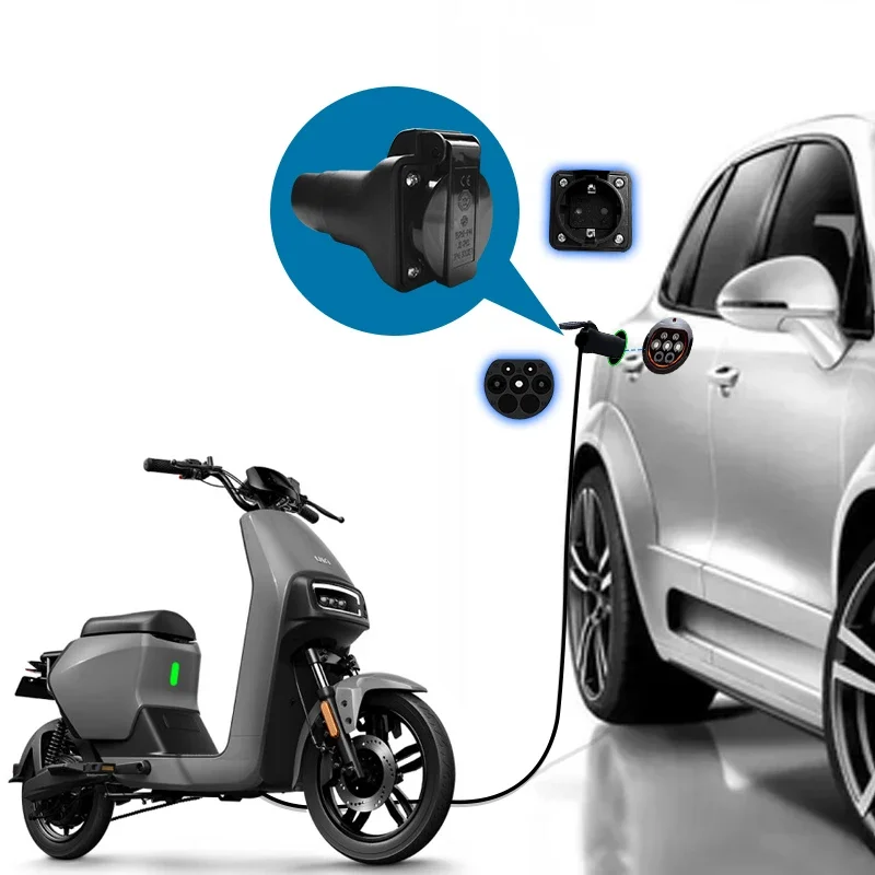 GBT V2L مفرغ محمول EV تحويل Schuko المقبس OEM الطاقة الجديدة تفريغ السيارة الكهربائية للتخييم في الهواء الطلق