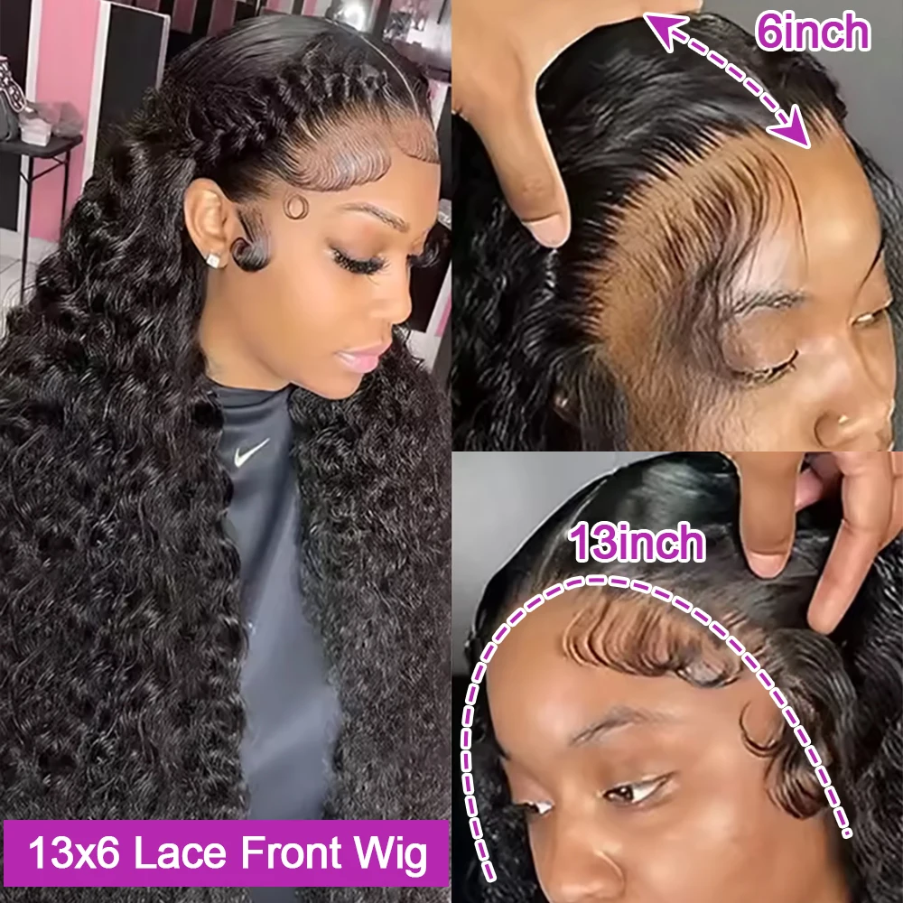 40 46 بوصة موجة المياه مجعد الدانتيل الجبهة الباروكات 13x4 13x6 HD موجة عميقة الدانتيل الباروكة الأمامية 360 خصلات الشعر المستعار الإنسان غلويليس للنساء 300%
