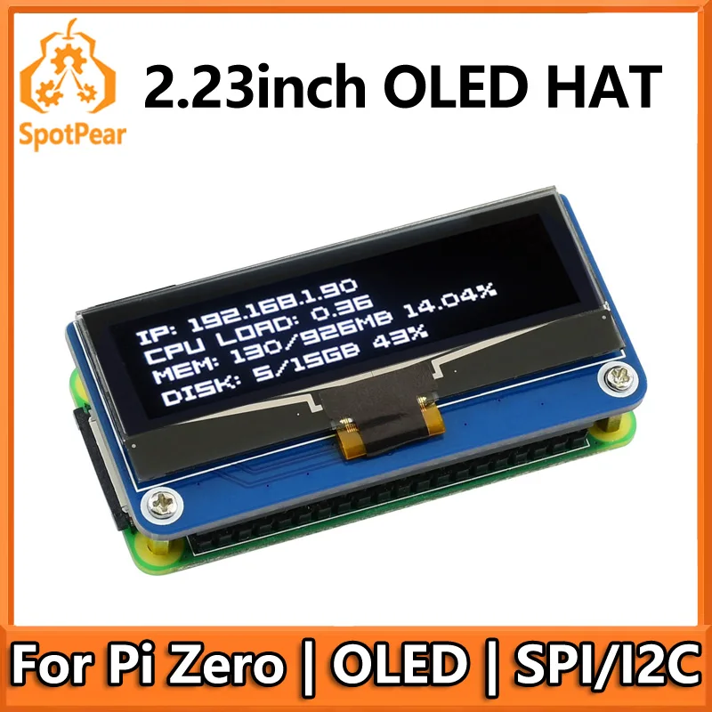 Raspberry Pi 2.23inch OLED HAT Display Module Development Board 128×32 Pixels