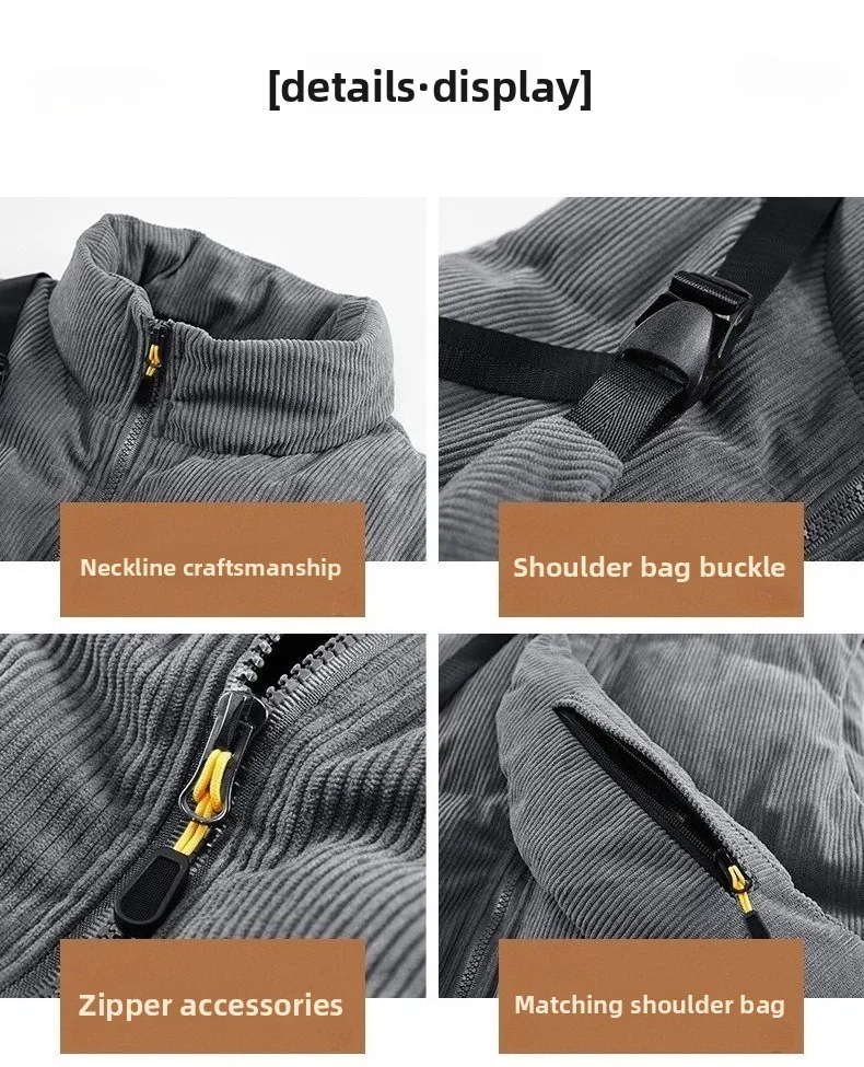 جديد ريترو سروال قصير سترة الرجال الخريف والشتاء العصرية عادية الصوف القطن صدرية دافئة مع سترة الحصان وحقيبة كروسبودي