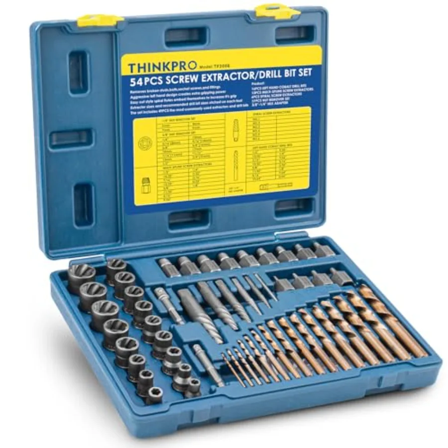 

Screw and Bolt Extractor Set and Left Hand Drill Bit Kit54 PCS Easy Out Stripped Screw Remover with Hex Adapter Lug Nut Remover