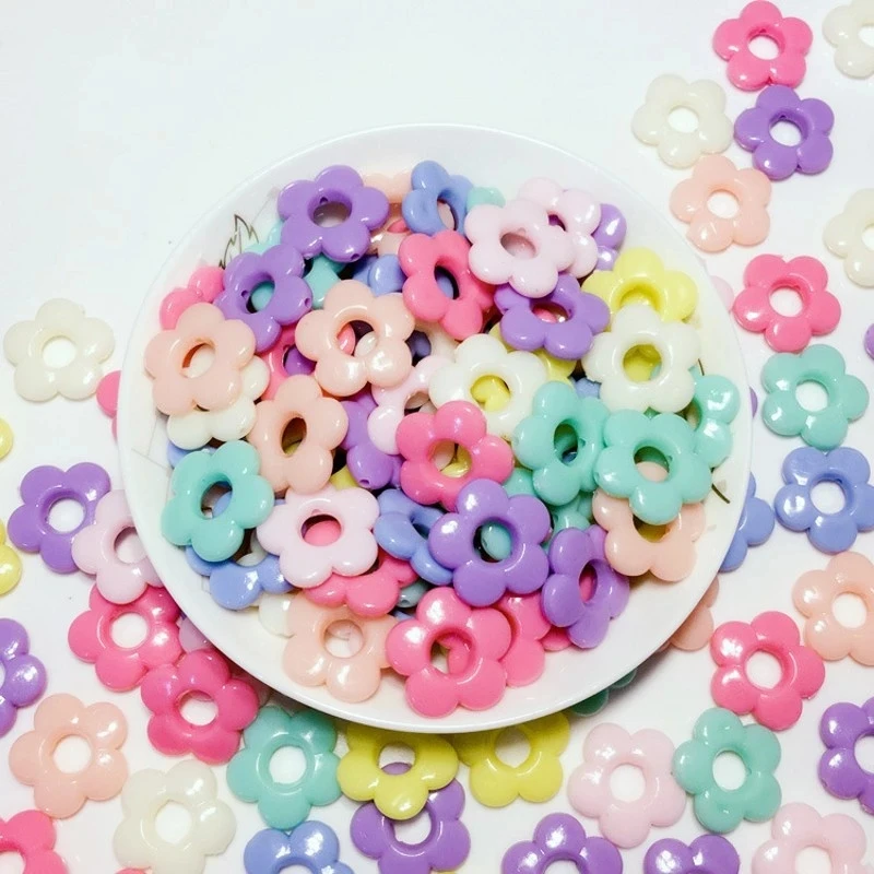 

Wholesale 300Pcs 19mm Colorful Acrylic Hollowed Flower Beads Jewellery Accessories For Children Diy Necklace Bracelet Toys