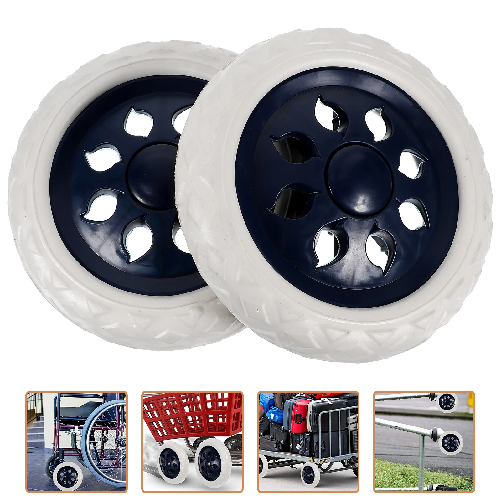 

2 Pcs Shopping Cart Wheels Casters Replacement for Wheelchair Tires Trolley Tie Rod Baby