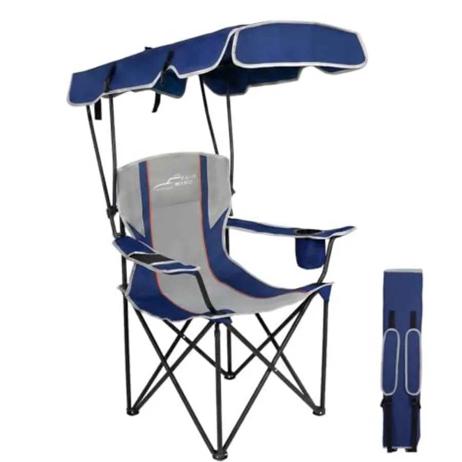 

Portable Canopy Camping Chair 380 LBS Capacity Heavy Duty Oversized Folding Lawn Chair with Sunshade for Beach Fishing Sports a