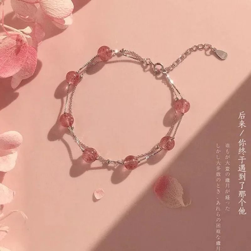 Crystal Strawberry Crystal Bracelet Personalized Forest Style Recruitment Peach Blossom Bracelet Pink Instagram