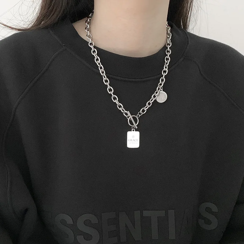 

Double-Layer Coin Necklace Women's Fashionable Trendy Accessories Hip-Hop Minimalist Sweater Chain for Men