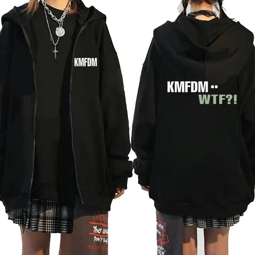 

2025 New in Rock Band Kmfdm Tour Double Sided printed Zipper Hoodie Unisex Fleece Long sleeve Jacket Coat Men women Sweatshirt