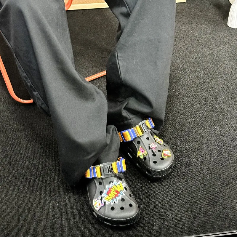 

Черные уличные сабо EVA в стиле комикс для мужчин и женщин, дышащие, нескользящие, прочные, летние модные туфли 35-46