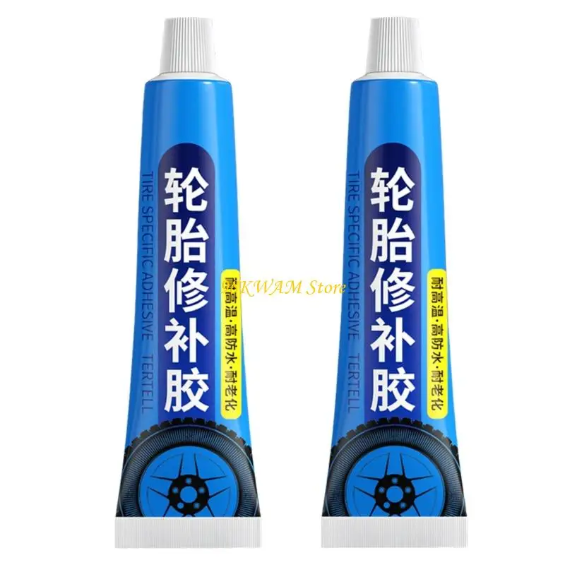 Pack of 2 Quick Dry Tire Repair Adhesive for Car Bike Motorcycle Tubes Flexible Waterproof Formula Works In All Weather 68UF
