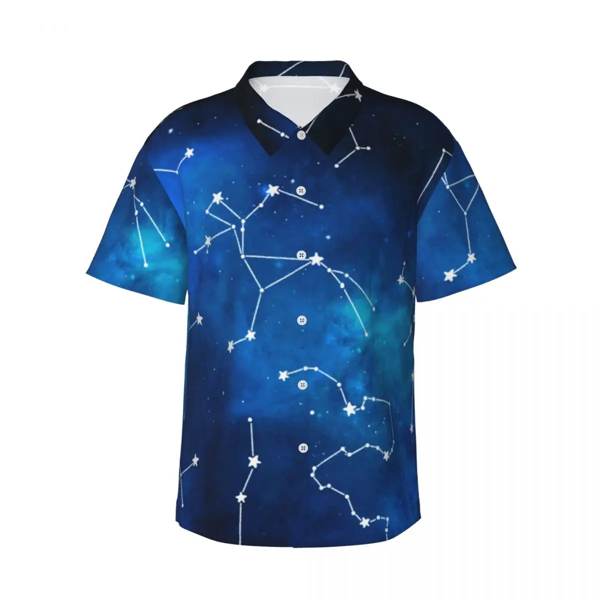 Hawaiian Shirt Beach Sky Map Constellation Blouses Galaxy Art Print Cool Casual Shirts Man Short-Sleeve Korean Fashion Clothing