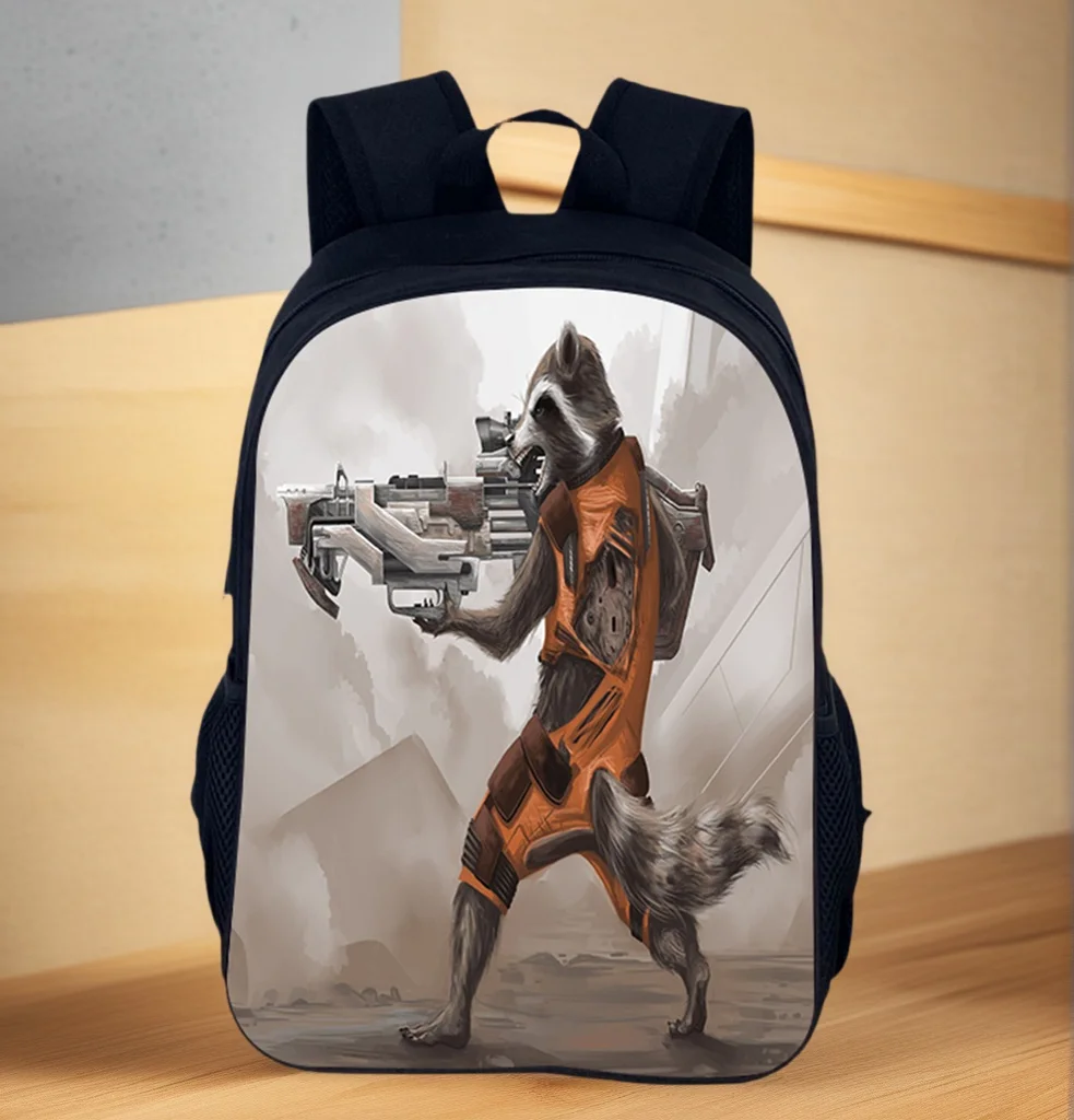 

Rocket Raccoon Kid Canvas Backpack Waterproof Travel Knapsack-Miniso School Lightweight Bookbag for Boy,Girl