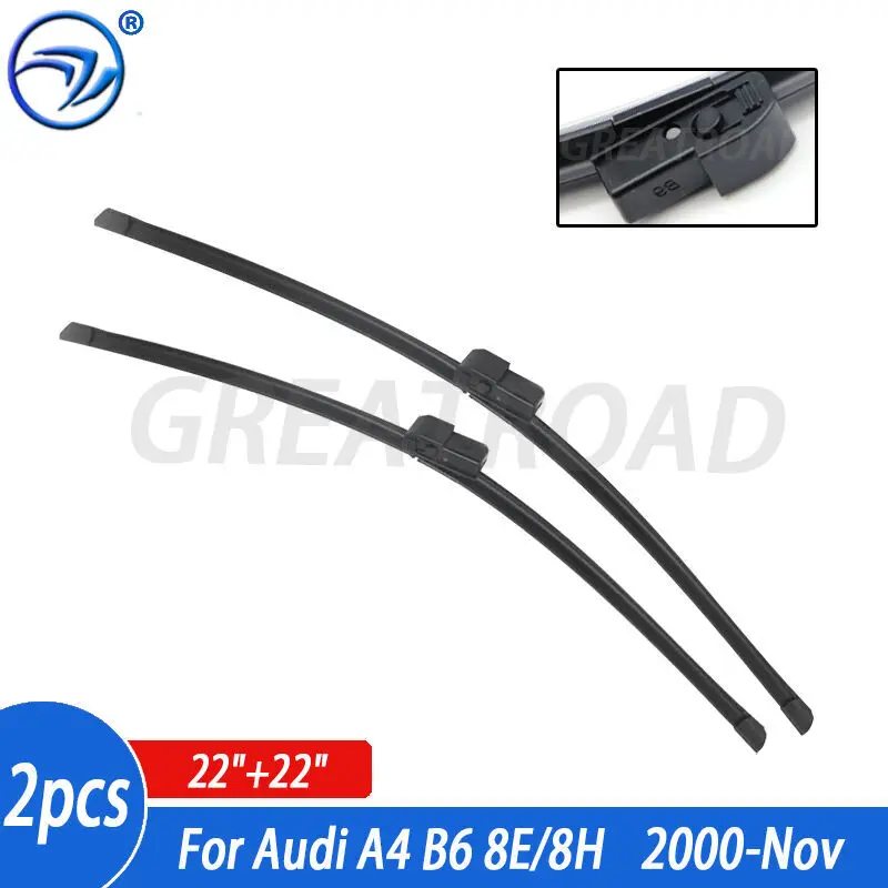 

Wiper Front Wiper Blades For Audi A4 B6 8E/8H Oct. 2000-Nov. 2003 2001 2002 Windshield Windscreen Front Window 22"+22"