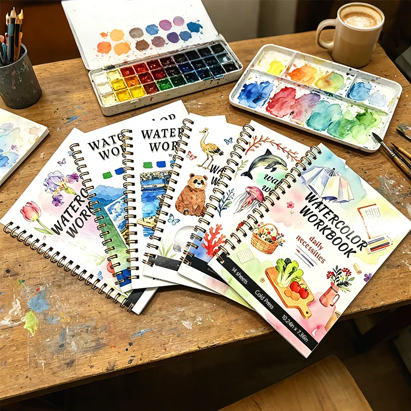Watercolor Painting Workbook: Beginner's Watercolor Coloring Book, Exquisite Floral Cotton Coloring Book Art Craft Gift Adult