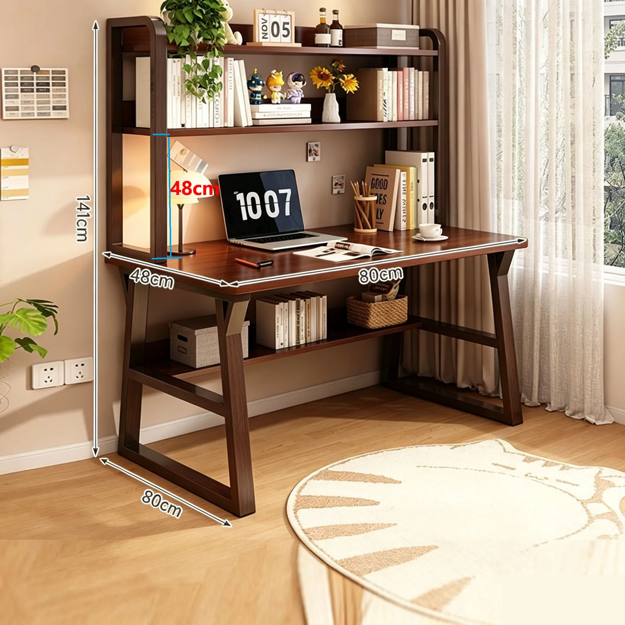 Computer Study Desk With Storage Bookshelf Office Workstation Organizer Desk for Home Students Professionals
