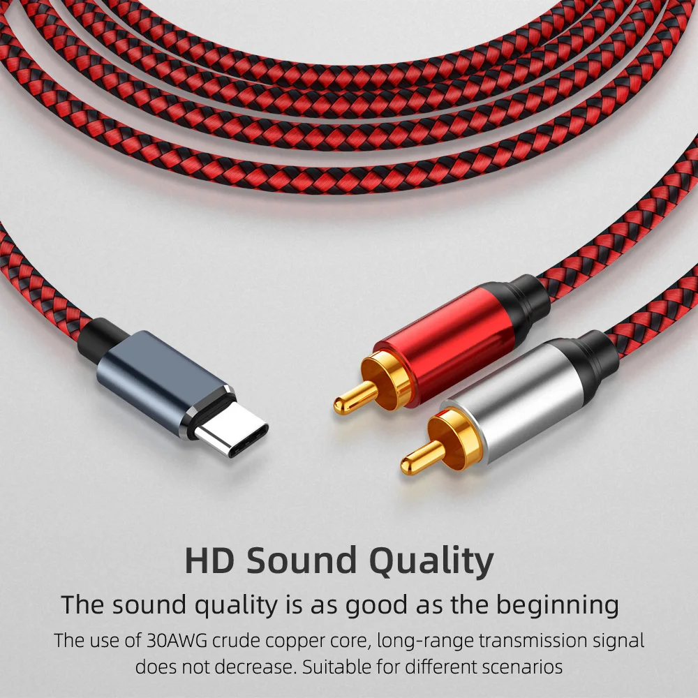 USB Type C To 2 RCA Audio Cable Type-C RCA Cable,USB-C Audio Amplificateur Home Cinéma DVD TV Haut-Parleur Edifer So