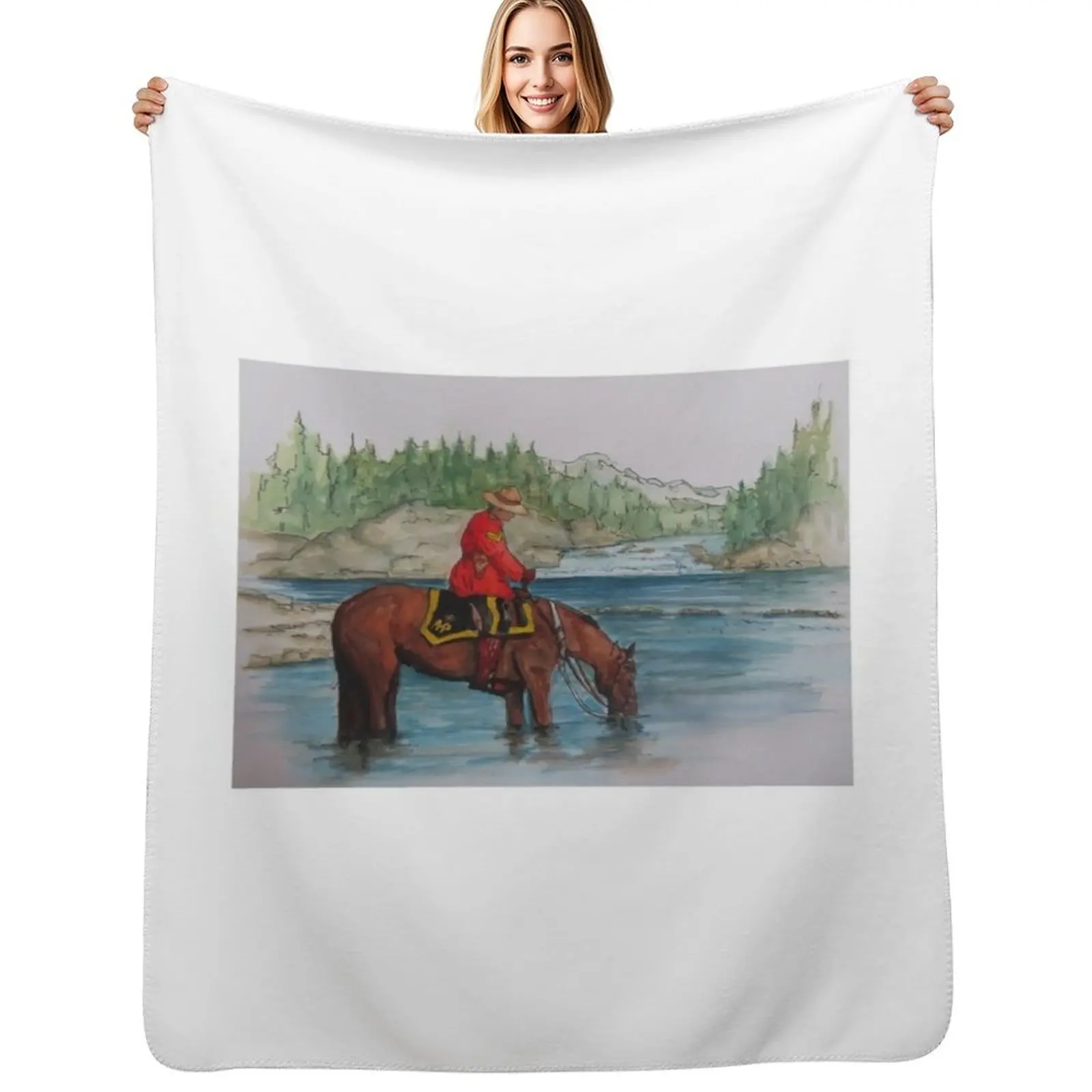 

RCMP. in Red Serge on Horseback Throw Blanket Lightweight Warm Blanket for Travel Camping