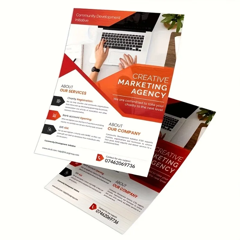 100pcs A4 Size Custom Flyer Printing Personalized Promotional Flyers For Business Marketing Advertising Leaflet Cheap