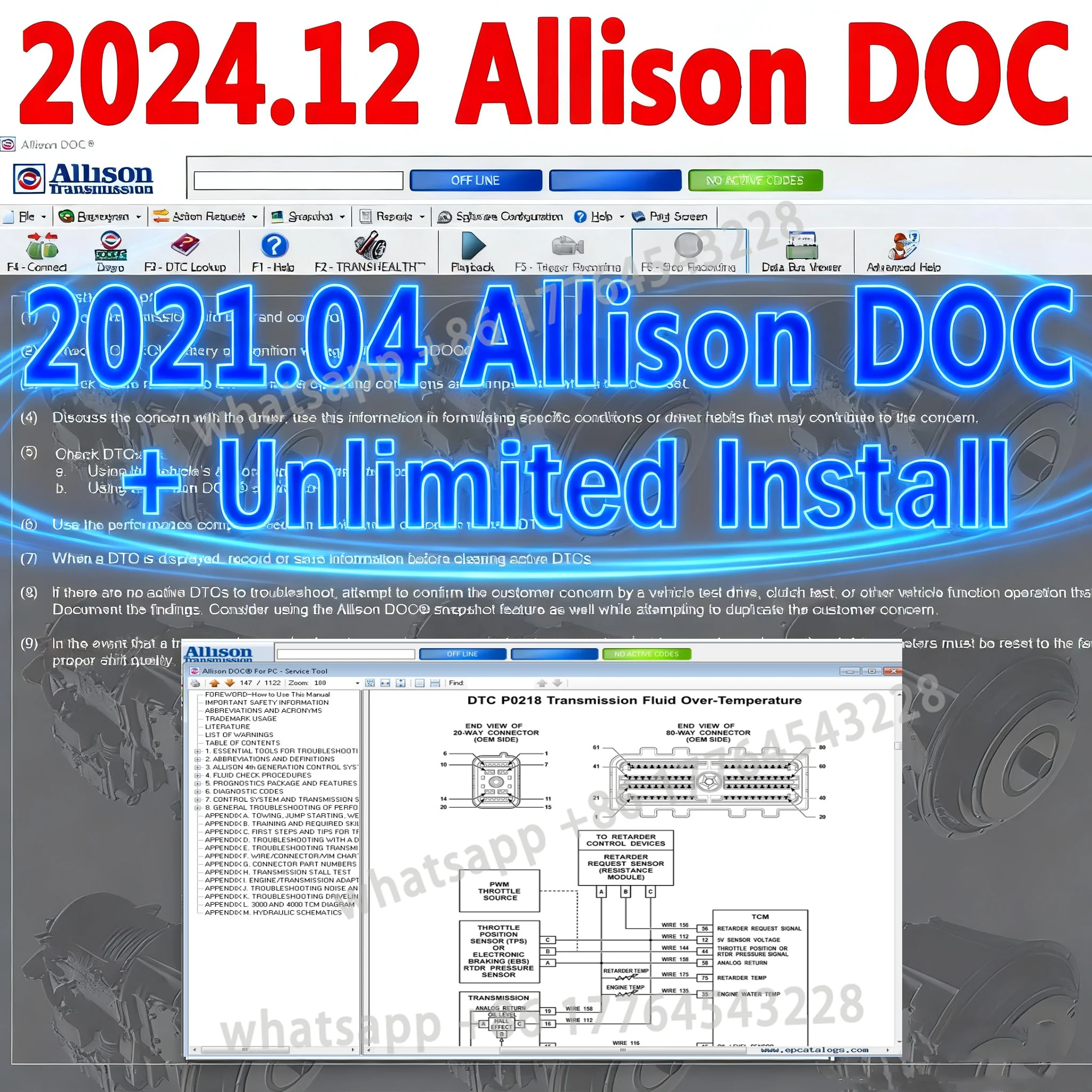 

2024.12 Allison DOC Premium Diagnostic Software Full Gen 5 Data Files Allison 6th Gen with Troubleshooting Transmissions