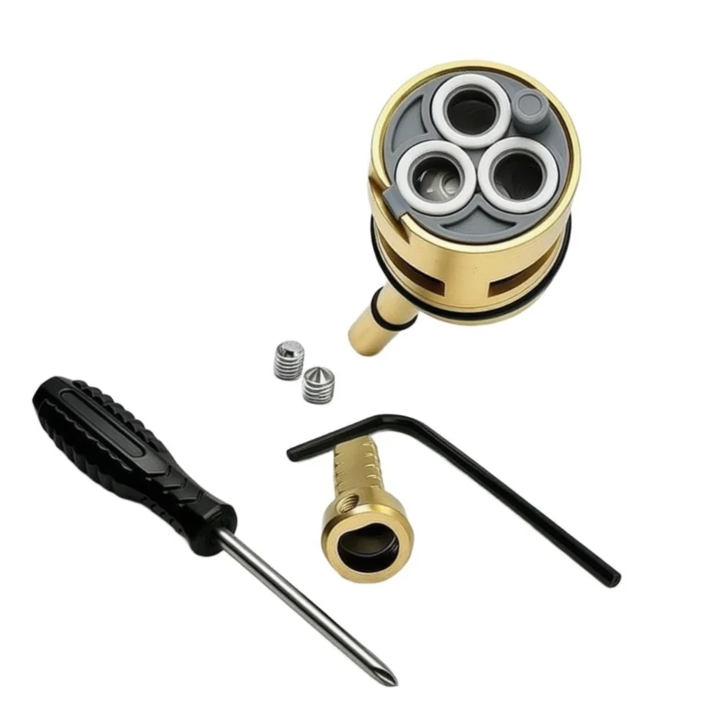 Brass 3 Port Shower Diverter Valve Cartridge with Adapter Screws for R11000 R22000 Tub Shower Faucet Maintenance Kit