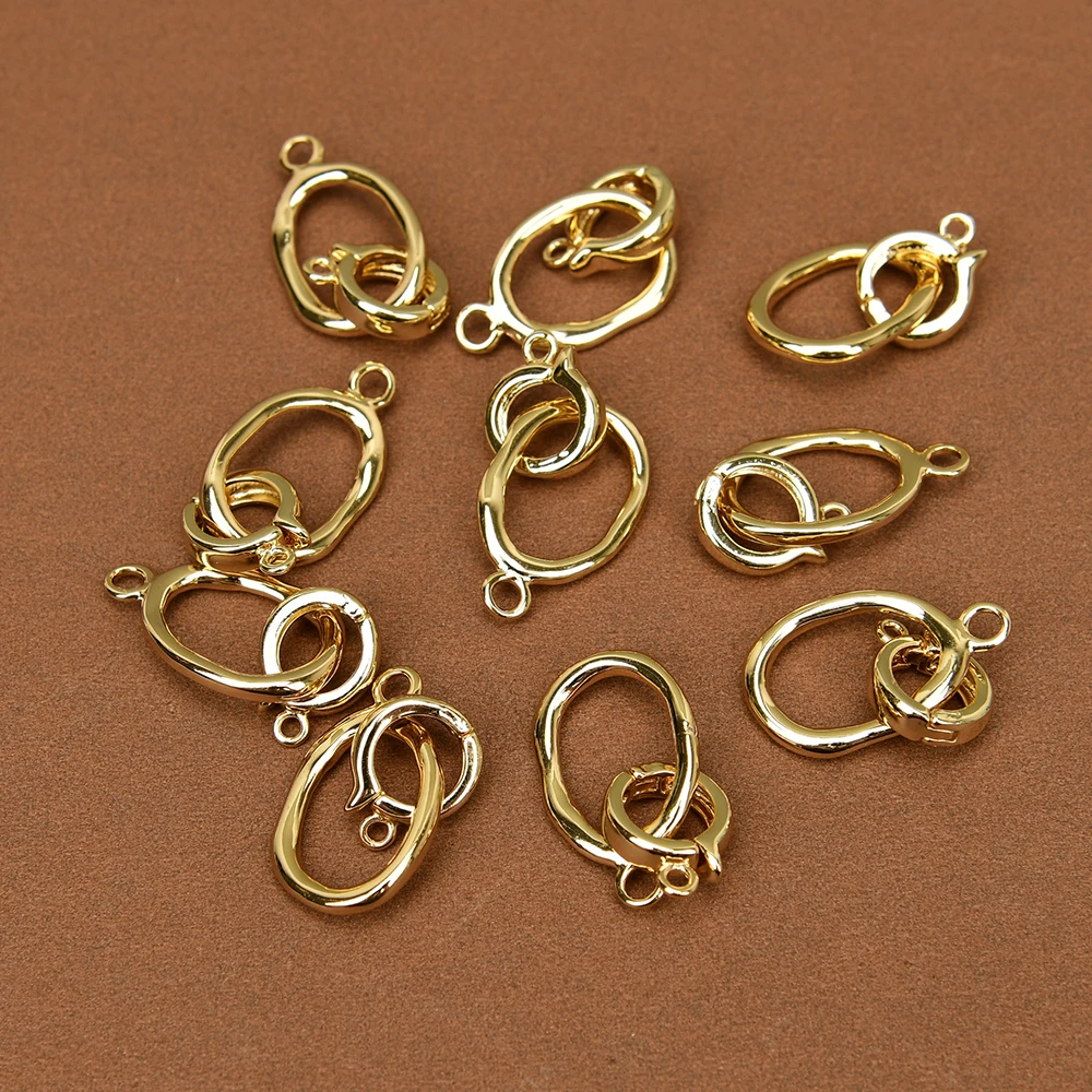 APDGG 10 Pcs Jewelry Findings Circle Bamboo OT Gold Plated Copper Clasps For Pearl Bracelet Necklace Making DIY Craft Accessorie