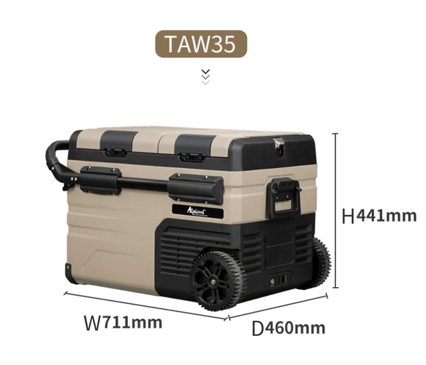 DC 12V24V Refrigerator TAW35 Durable Wheels Solar Power Portable Detachable Battery Car Fridge