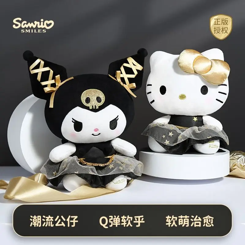 

Новая плюшевая игрушка Sanrio Kawaii Black Gold Series, мягкая подушка, милый Куроми, подарок на день рождения «Hello Kitty», детская игрушка