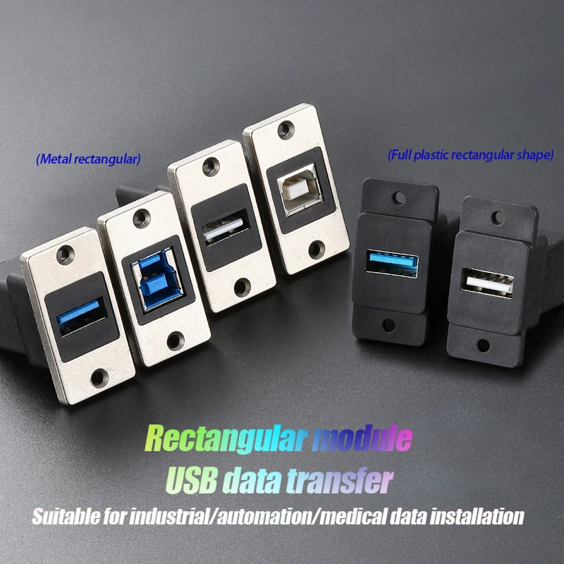 

Type-C Panel Socket USB 2.0/3.0 Rectangular Connector Data Cable Solderless Docking Typestandard Universal Interface Adapter